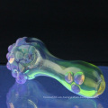 Glass Fumed cuchara de humo con púrpura Slime Dots (ES-HP-064)